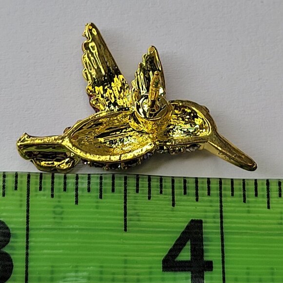 Hummingbird Brooch Pin Orange Rhinestone Hummingbird Pin Glitter Small Brooch - Picture 7 of 11